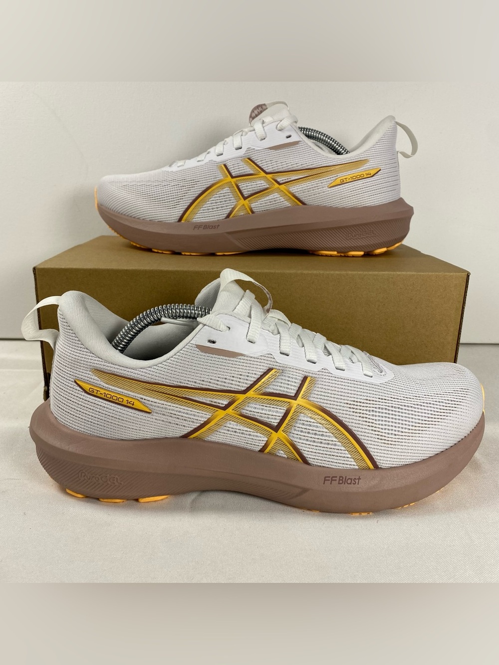 ASICS GT-1000 14 Womens 9 White Rubble Red Running Shoes 1012B859-100 NWOB